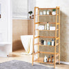 Bamboo Ladder Shelf, Multifunctional Plant Flower Display Stand, Storage Rack, Bookcase Bookshelf Natural (4 Tier)