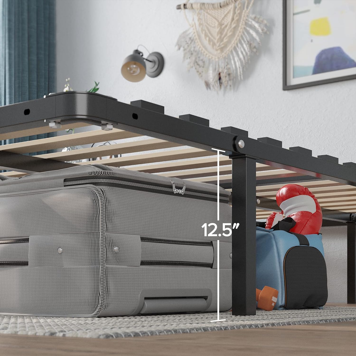 14 Inch Metal Platform Bed Frame / No Box Spring Needed, Twin