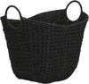 Black Paper Rope Basket with Handles, Natural Woven Wicker Storage Basket