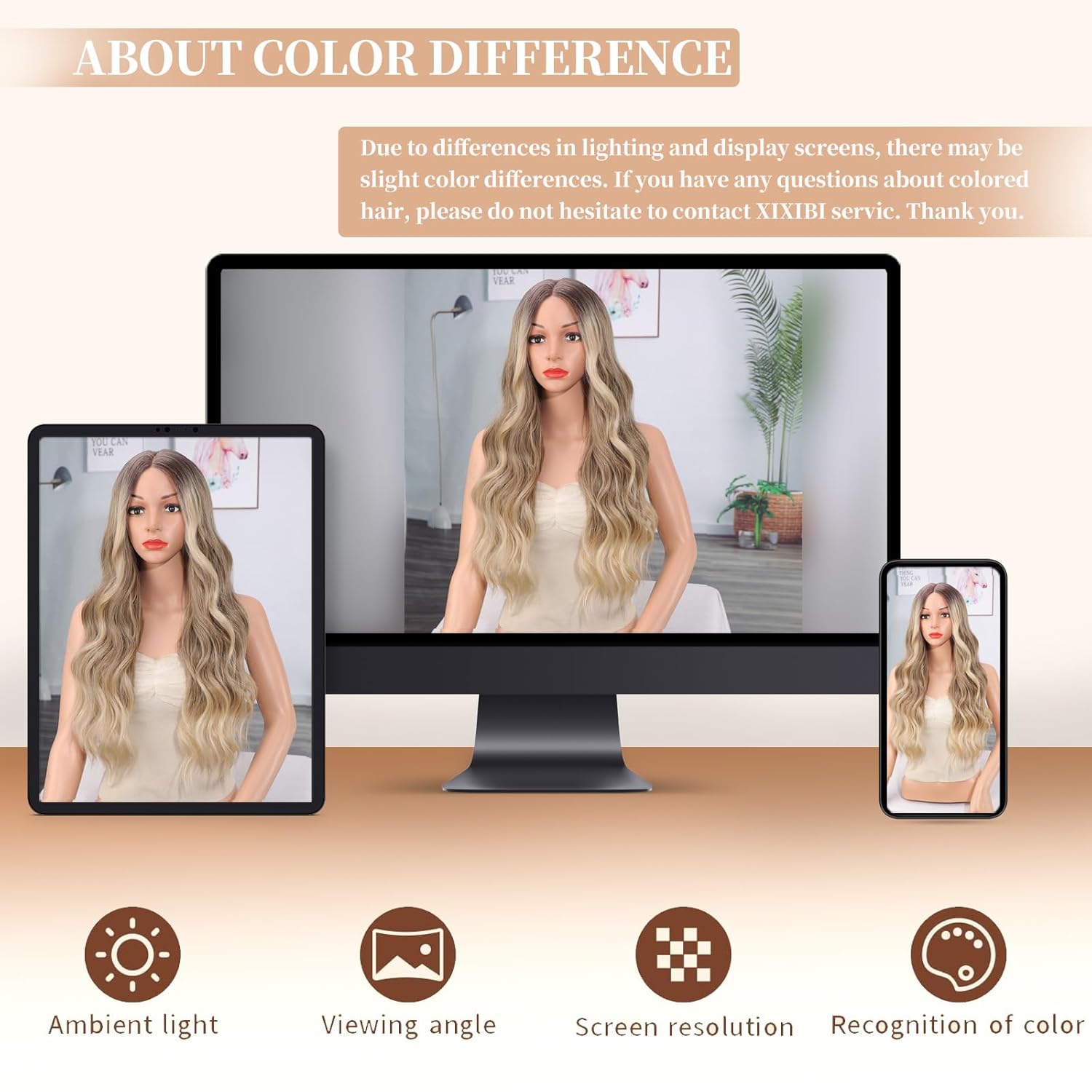 Blonde Wigs for Women, Long Ombre Blonde Wavy Wig with Dark Roots, Lace Front Womens Charming Wigs Natural Looking Blond Synthetic Heat Resistant Fiber Wig for Daily Party Use