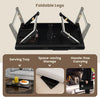 100% Bamboo Laptop Desk with Tilting Top & Drawer, Height Adjustable Portable Breakfast Serving Bed Tray with Heat-Dissipation Holes, Folding Bed Table for Surfing Reading Writing Eating