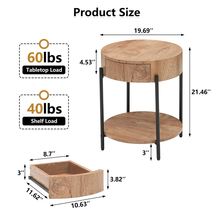 2-Tier Round End Table
