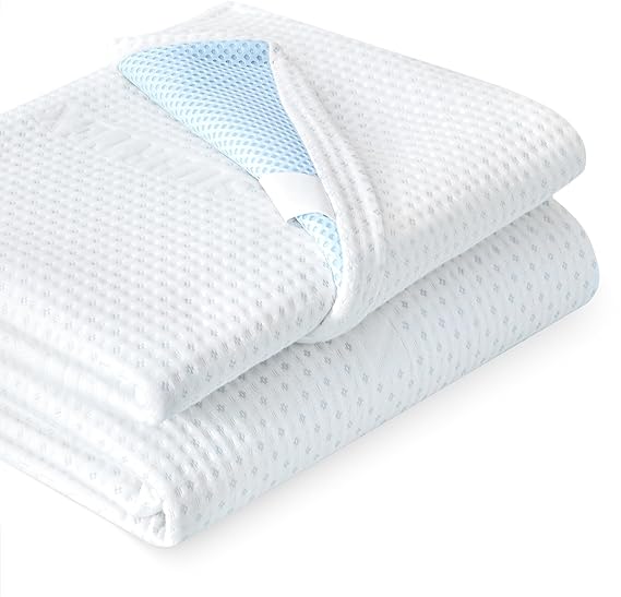 3 Inch Mattress Topper Cover (Only Cover) Mattress Protector Bedding Rayon Made from Bamboo Removable Mattress Encasement with Zippers, Queen