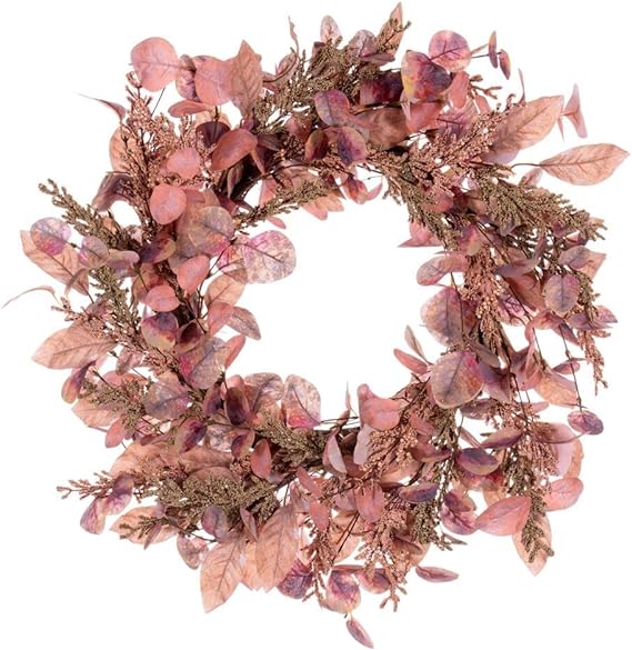 Dusty Rose Artificial Fall Eucalyptus and Berry Wreath