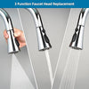 Universal Kitchen Faucet Head Replacement CHROME Finish with 15 Adapter Kit Compatible with Kohler/Moen/Delta Faucet, 3 Function Pull Down Sink Faucet Spray Head