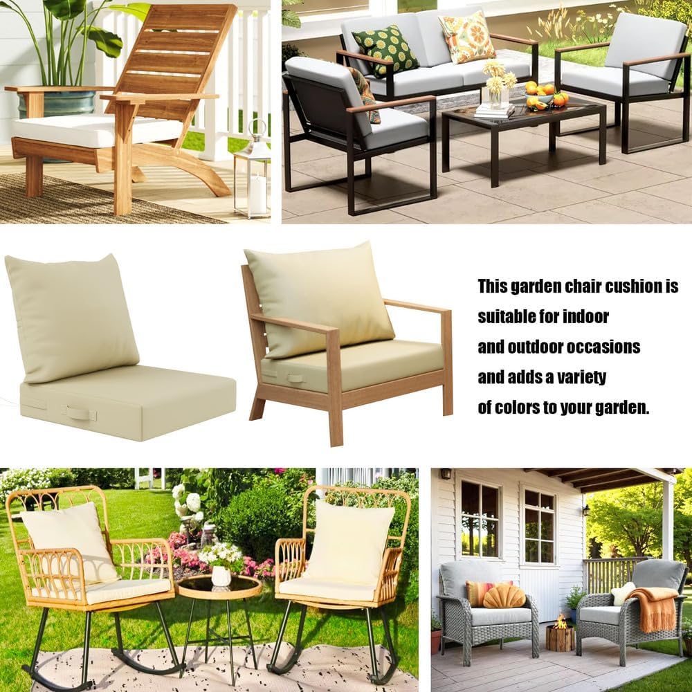 Deep seat Patio Cushion Set Waterproof Fade-Resistant Patio Furniture Cushions & with Removable Cover Deep Seat & Back Cushion with Handle and Fixed Belt Outdoor Chair Cushion