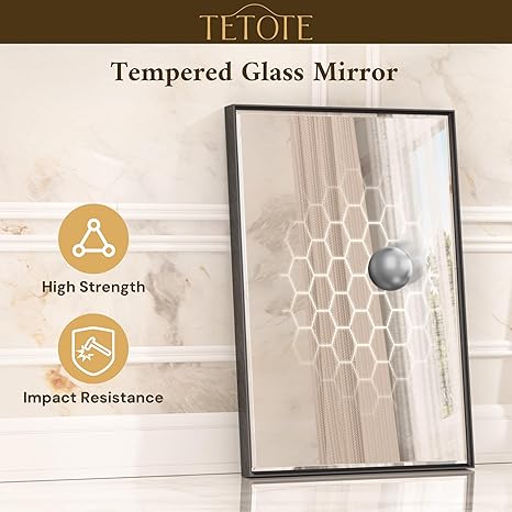 Black Vanity Mirror Beveled Frame Mirror, Tempered Glass, Shatterproof