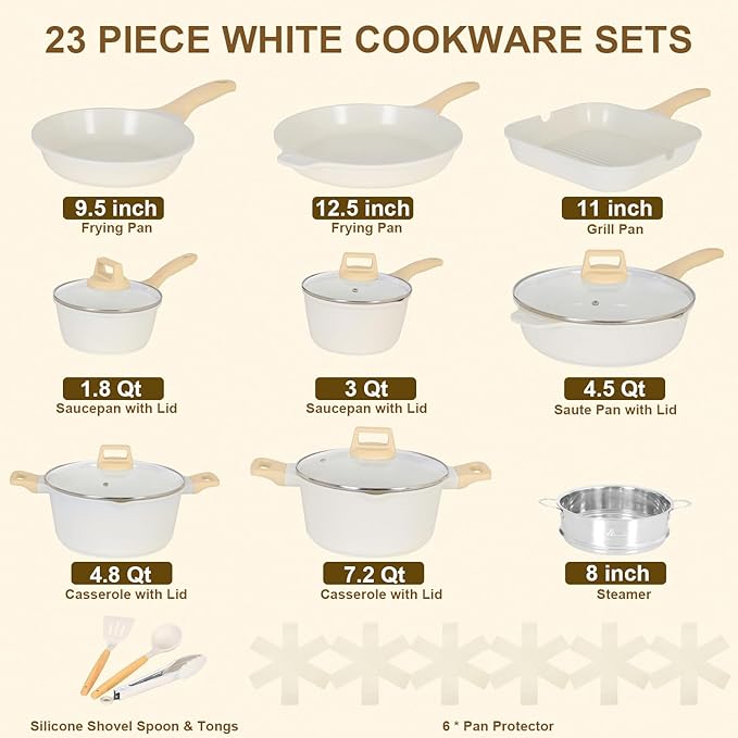 23pcs Pots and Pans Set Non Stick, Kitchen Cookware Set