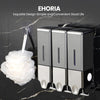 3-in-1 Quadrate Dispensers, No Drilled Wall Mounted Distributor,Hotel,Bathroom,Home (Triple, Grey)