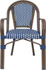 Brianna Bistro Chairs, Navy Blue + White + Brown Wood 1-Piece