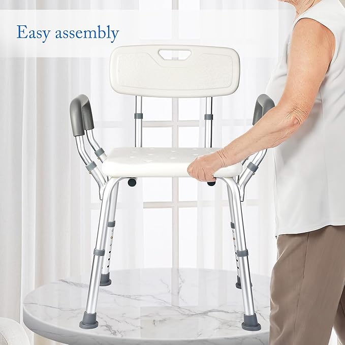 Shower Chair Seat for Senior with Padded Armrests for Bathtub Slip Resistant