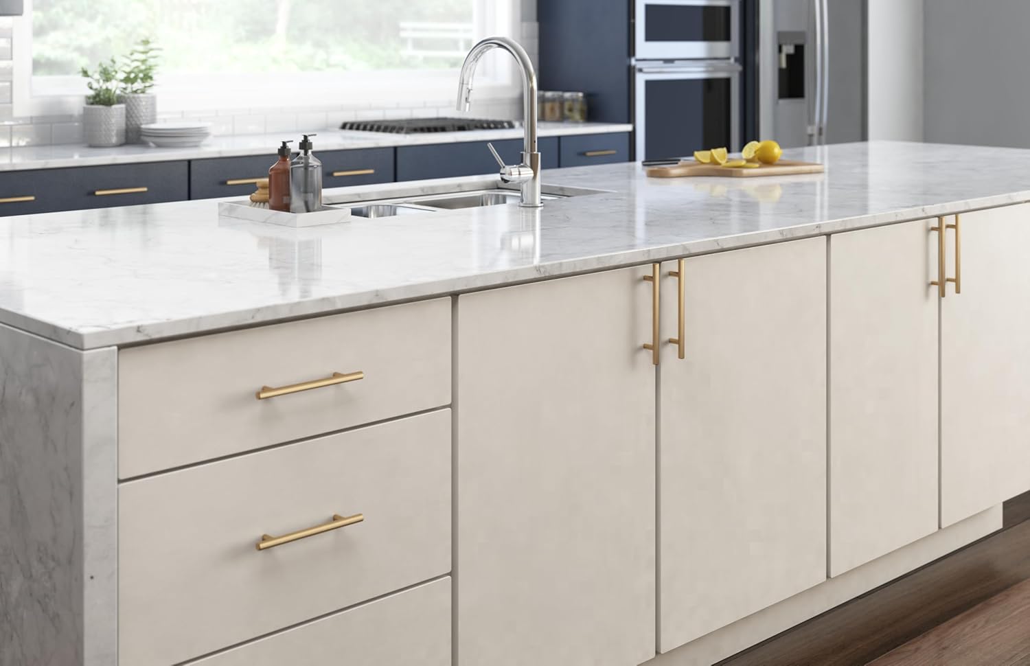 Solid Bar (10-Pack) Cabinet Handles Modern Pulls | Champagne Bronze