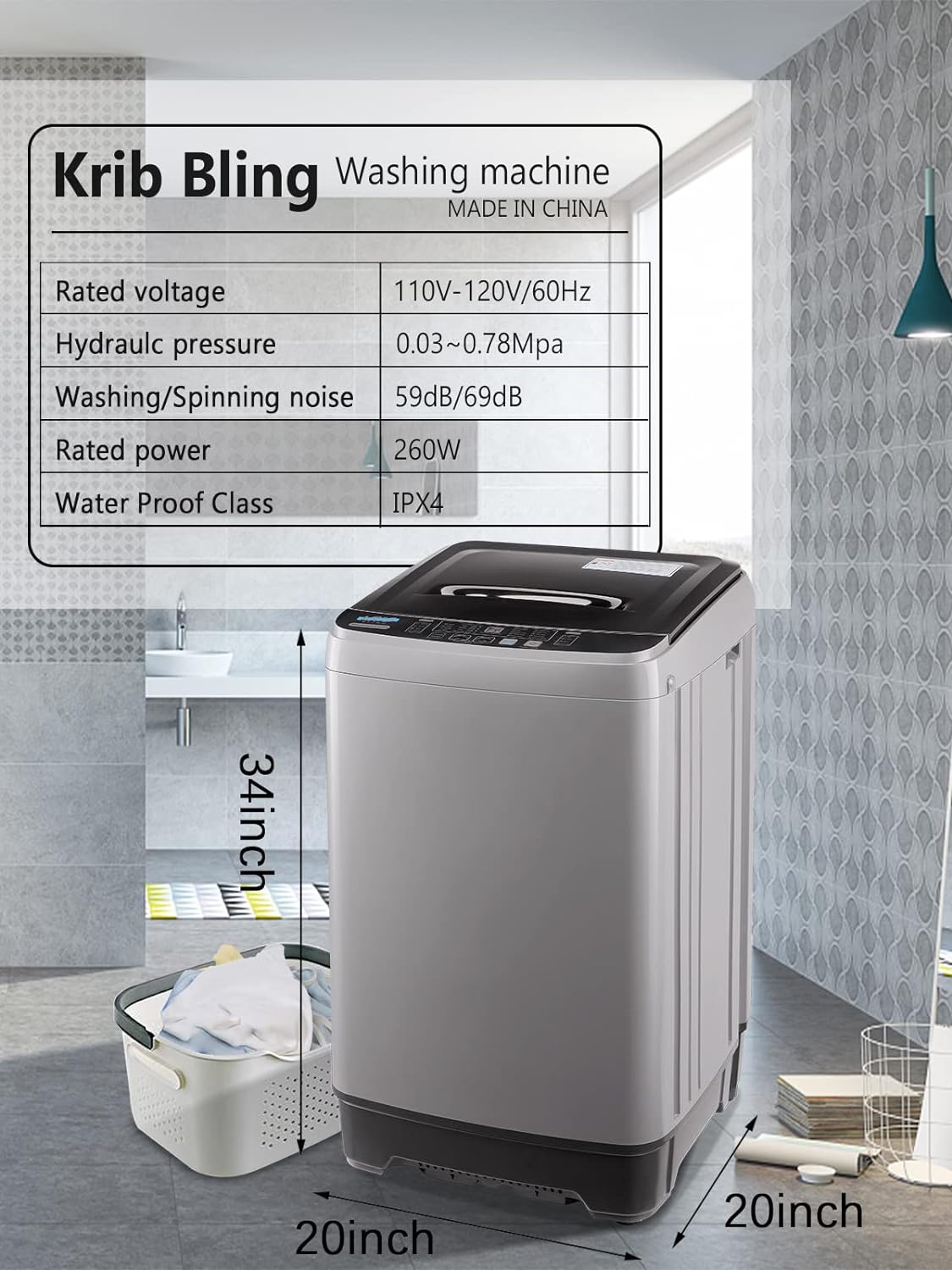 Portable Compact Laundry Washer with Drain Pump