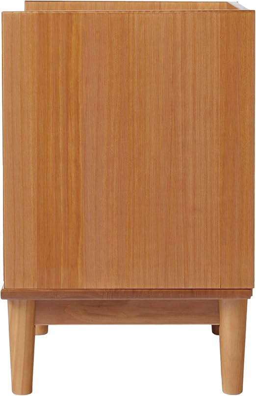 Blythe Mid-Century Modern Tray-Top 2-Drawer Nightstand, 20 Inch, Caramel