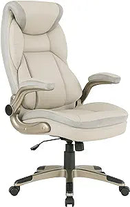 Work Smart Executive Bonded Leather Office Chair in Taupe with Cocoa Nylon Base