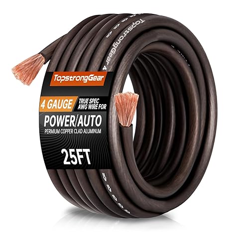 4 Gauge Black Power/Ground Wire-Copper Clad Aluminum CCA-True 4 AWG Power Wire-True Spec and Soft Touch Cable (Black)