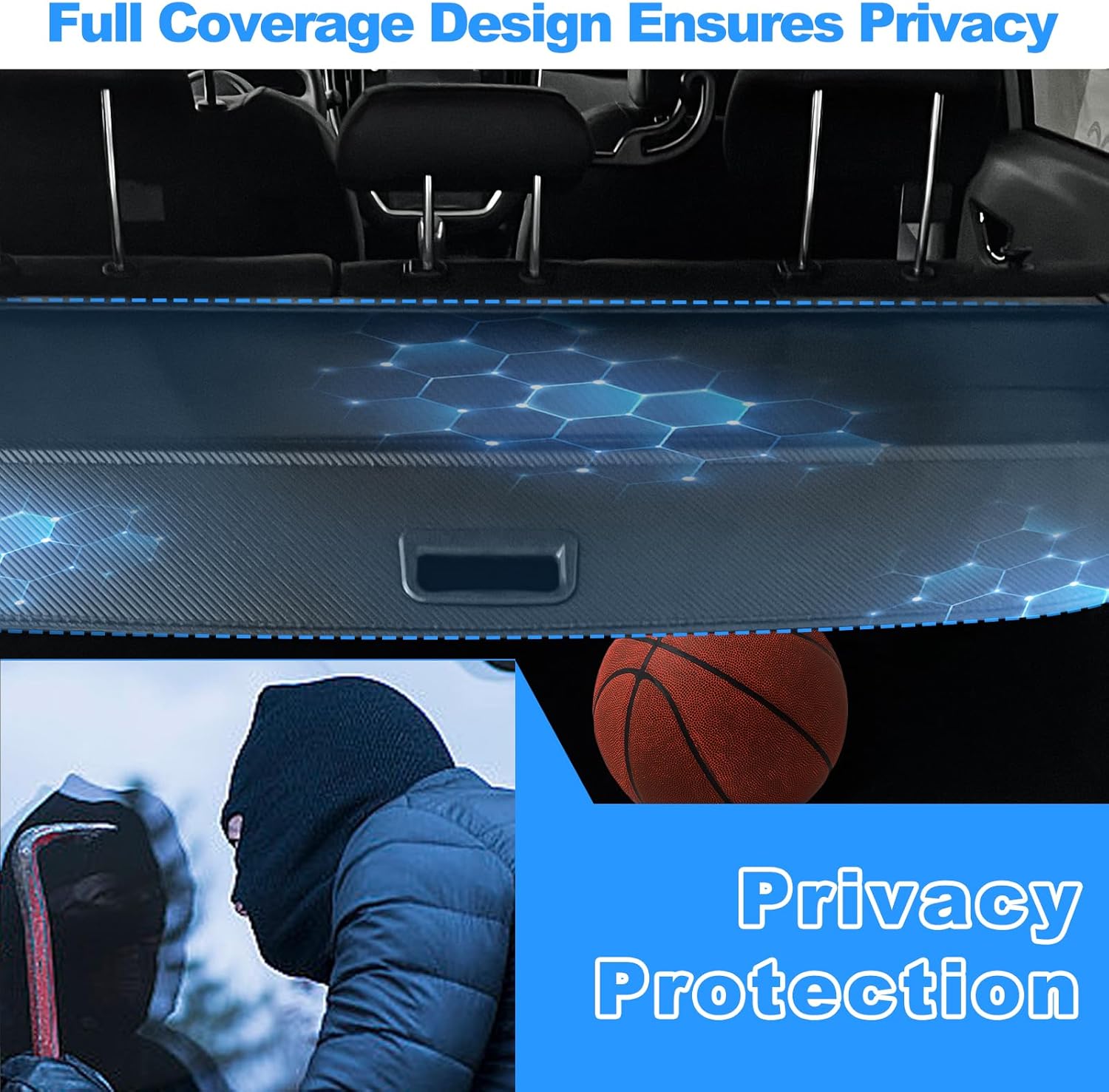 Retractable Cargo Cover for 2026-2024 Subaru Crosstrek, Trunk Cargo Cover Luggage Security Shade Cover  Shielding Shade Anti-Peeping Luggage Privacy Screen, Carbon Fiber