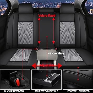 Car Seat Covers Fit for Subaru Forester, Faux Leather Automotive Seat Covers Breathable Waterproof Seat Cushions Compatible with Airbag (5 Seats,Black & Gray)