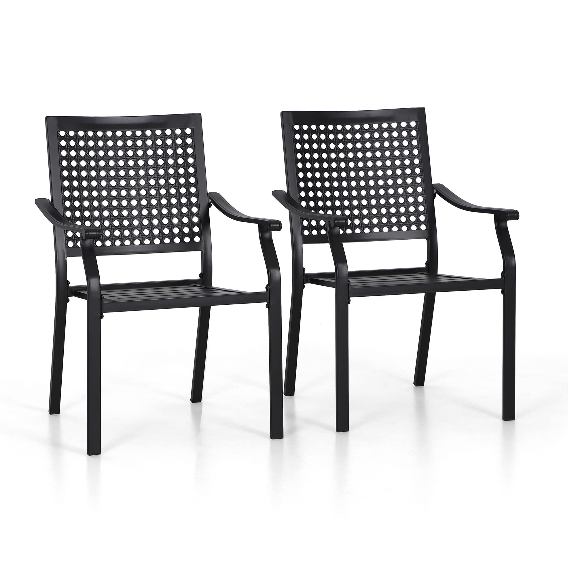Stackable Metal Outdoor Dining Chair, Set of 2