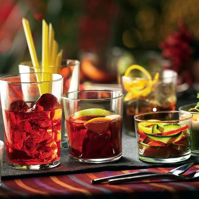 Bodega Collection Glassware – Drinking Glasses For Water, Beverages & Cocktails - Clear Tempered Glass Tumblers, Transparent