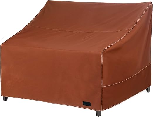 Patio Loveseat Bench Cover, Waterproof 600D Heavy Duty Outdoor Furniture 2 Seater Sofa Cover, Brown