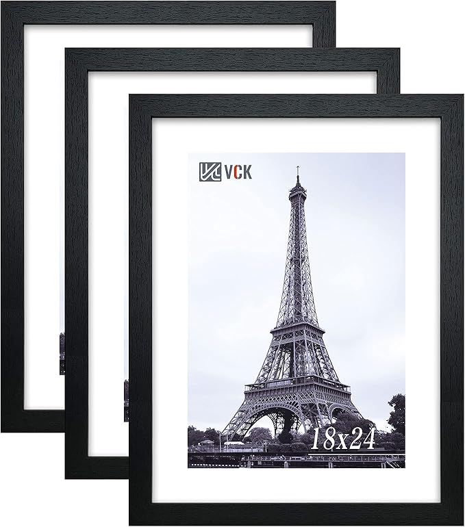 Poster Frames 3 Pack Black MDF Wood and Polished Plexiglass Frame