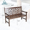 Outdoor Acacia Wood Garden Bench with Backrest and Armrest, 2-Person Slatted Seat