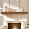 Fireplace Mantel - Solid Wood Wall Mounted Floating Shelf (Weathered Brown)