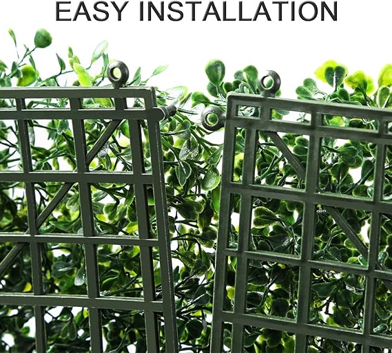 12 Pieces Artificial Boxwood Panels Topiary Hedge Plant, Privacy Hedge Screen Sun Protected Suitable for Outdoor, Indoor, Garden, Fence, Backyard and Decor (12PCS)