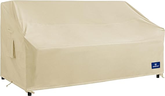 Patio Furniture Covers Waterproof Outdoor Sofa Cover Bench Covers for Lawn Outside Couch Cover with Air Vent Medium (Beige,)