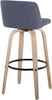 Toriano Fixed-Height Bar Stool, Bar Chairs, Swivel Bar Stools, Set of 2 (Blue Fabric) - 2 BOXES