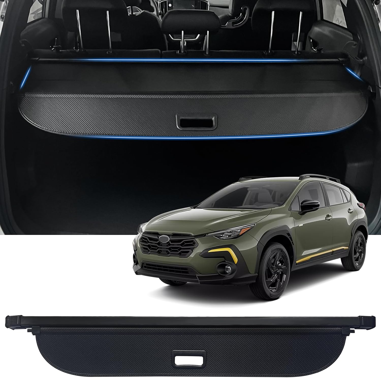 Retractable Cargo Cover for 2026-2024 Subaru Crosstrek, Trunk Cargo Cover Luggage Security Shade Cover  Shielding Shade Anti-Peeping Luggage Privacy Screen, Carbon Fiber