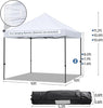 Canopy Tent, Commercial Instant Heavy Duty Canopy, 500D Waterproof Adjustable Canopy with Wheeled Carry Bag, 4 Sandbags and 4 Stakes (White)