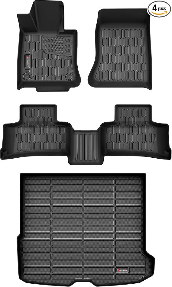 Floor Mats & Cargo Liner Compatible with 2023 2024 Mercedes Benz GLC Cargo Mat, Full Set All Weather Protection 1st, 2nd Row Car Liners & Trunk Mat, Black