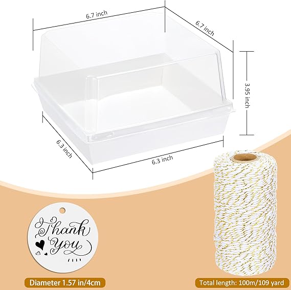 30 Pack Paper Charcuterie Boxes with Clear Secure Lids, White Disposable Food Containers Cookie Square Boxes with Windows for Strawberry Dessert, Cheese, Sandwich