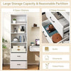 4 Shelf Bookcase with Drawers, Tall Bookshelves and Bookcases, Vertical Bookshelf Tower, Wood Storage Shelves, Modern Book Shelf for Bedroom, Living Room, Home Office