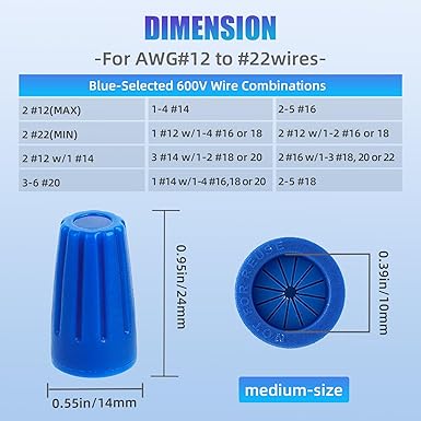 30PCS Waterproof Wire Electrical Connectors, Outdoor Seal Electrical Twist Nuts Caps Cable Terminal Connector for Landscape Light, Irrigation Valves, Wet Location Installation, Blue