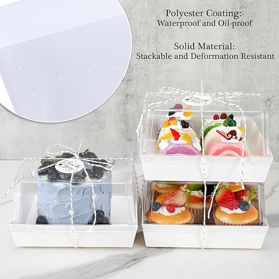 30 Pack Paper Charcuterie Boxes with Clear Secure Lids, White Disposable Food Containers Cookie Square Boxes with Windows for Strawberry Dessert, Cheese, Sandwich