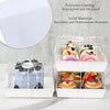 30 Pack Paper Charcuterie Boxes with Clear Secure Lids, White Disposable Food Containers Cookie Square Boxes with Windows for Strawberry Dessert, Cheese, Sandwich