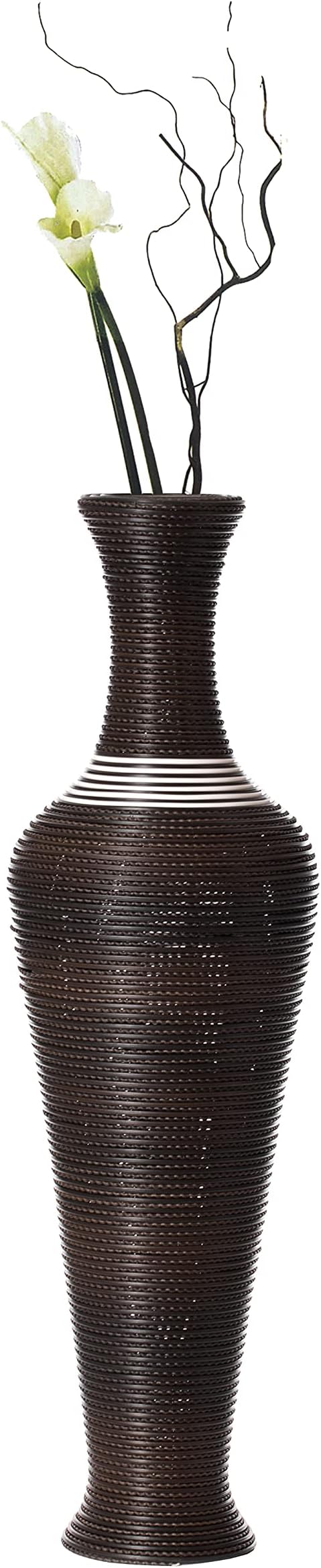 Black Tall Decorative Floor Vase, Modern Unique Vase, Freestanding PVC Large Floor Vase, Large Flower Holder for Living Room or Hallway