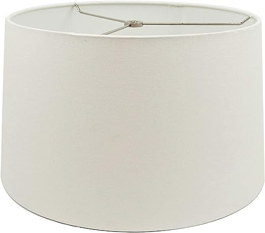 White Fabric Hardback Drum Lampshade (Spider) (Set of 2)