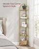 5-Tier Corner Shelf Stand, Corner Bookshelf, Bathroom Organizer, Plant Stand, Tempered Glass, Steel Frame, Modern Style, Metallic Gold