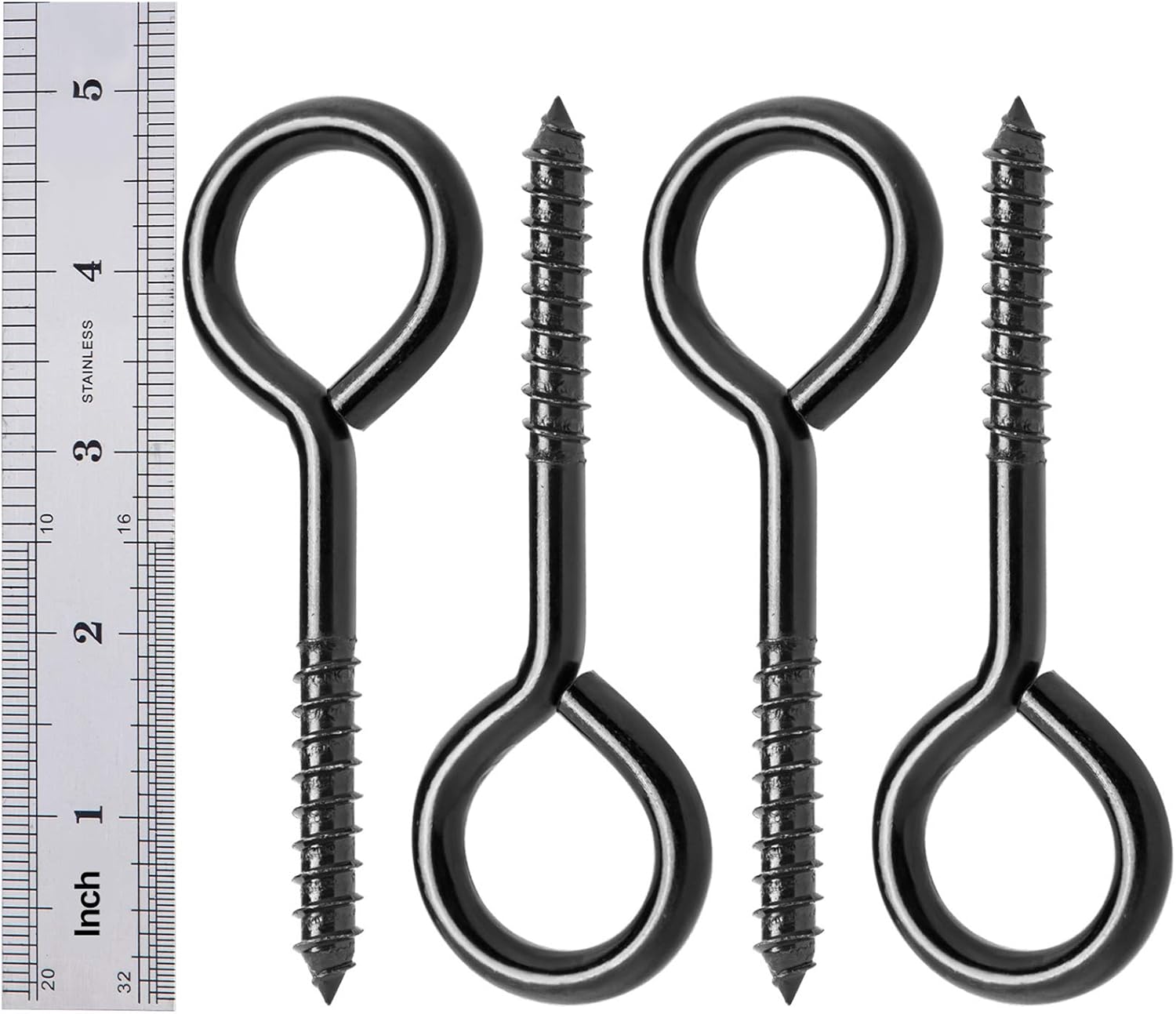 5 Inch Eye Hooks, Eye Bolts Screw 10 Pcs Heavy Duty Black Large Screw Eye Hooks for Hanging, Tie-Downs,