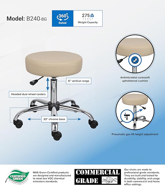 Be Well Medical Spa Stool in Beige