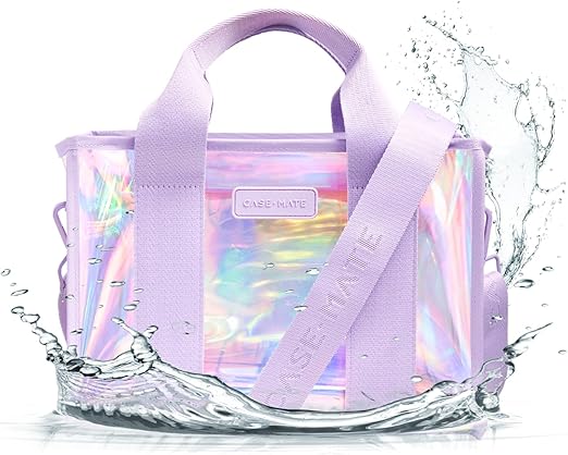 Soap Bubble Small Beach Tote - Iridescent with Crossbody Strap - Waterproof, Tip-Proof, Foldable & Washable