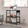 Bakers Rack with Power Outlet Black Coffee Station Cart Table on Wheels Microwave Stand Table with Storage Shelf