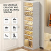 9-Tier Foldable Shoe Rack Organizer for Closet 18Pairs Plastic Shoe Shelf Collapsible Shoes Storage Box Clear Shoe Boxes Stackable with Door Easy Assembly Shoe Cabinet with Lids Large