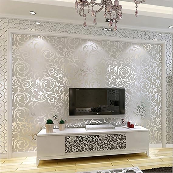 Modern Minimalist 3D European Style Palace Acanthe Leaves Flowers Non-Woven Wallpaper