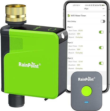 WiFi Sprinkler Timer, Brass Inlet Smart Hose Timer for Watering, Smart Water Timer for Garden Hose with Hub, APP & Voice Control, Automatic Irrigation System for Lawns and Yard
