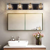 4-Light Black Bathroom Vanity Light, 30 Inch Modern Bathroom Light Fixture Over Mirror, Crystal Vanity Light with Clear Globe Glass Shade for for Bedroom Hallway
